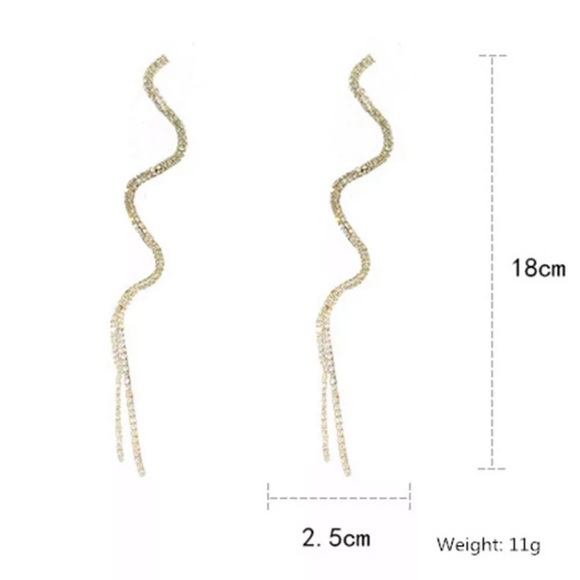 Luxury Rhinestone Long Earrings - Picture 3 of 5